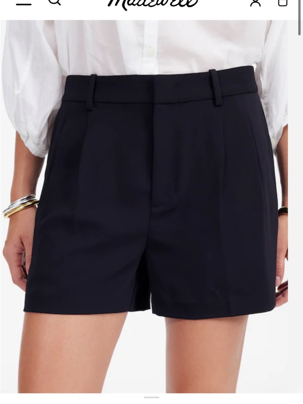 Madewell easy pleated trouser shorts in crepe NWT